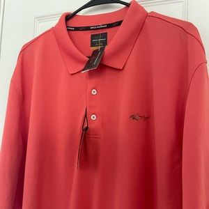 Greg Norman Golf Polo Shirt Men’s 2XL Play Dry Salmon Color Shark Logo
